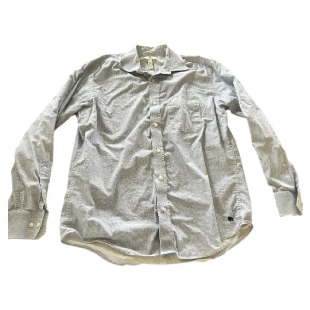 Banana Republic long sleeve button down print shirt white blue green